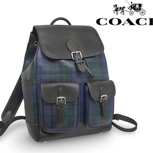Authentic Coach leather plaid embossed backpack. New, never used. - Picture 5 of 13